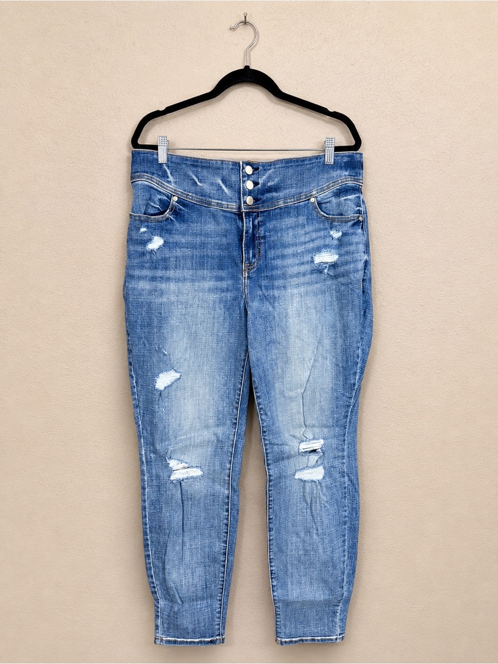 Lane Bryant Medium Wash Distressed Skinny Jeggings